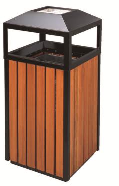 Outdoor Trash Can,Wooden,400*400*950mm