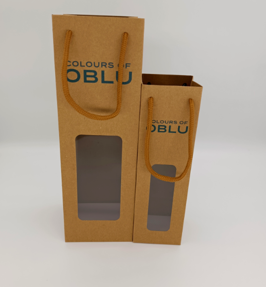 Kraft Wine Carry Bag W/LOGO 375ml，7.5*7.5*25cm