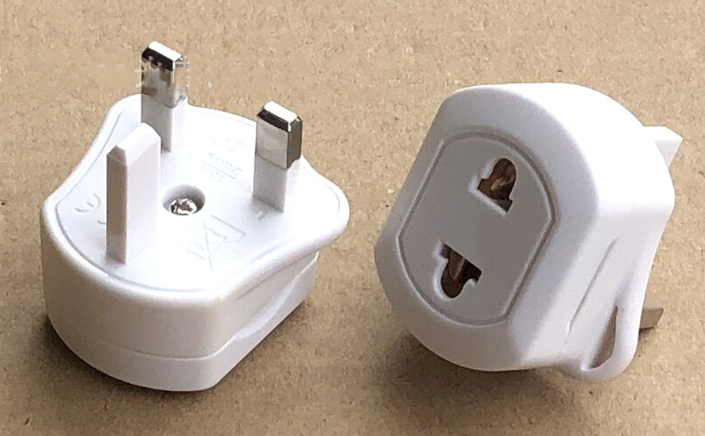 Two pin plug to British standard plug,White
