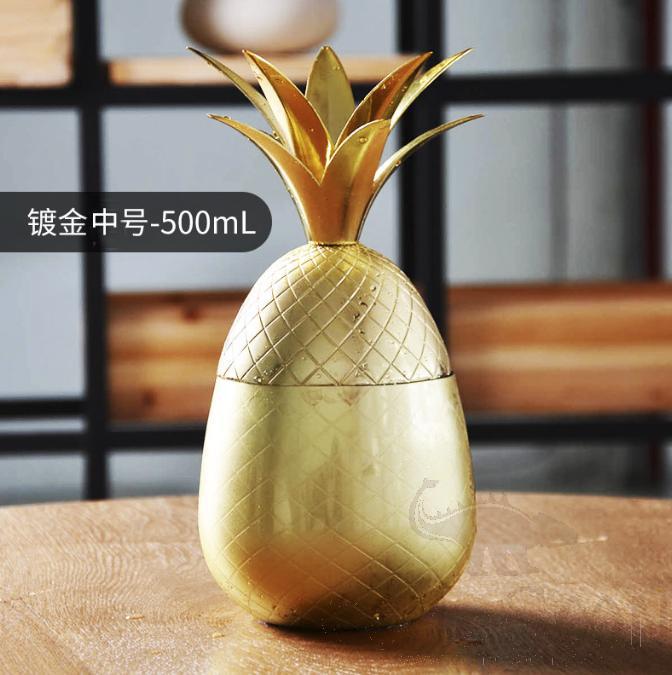 Moscow mule stainless steel pineapple cup, 500ml, Gold