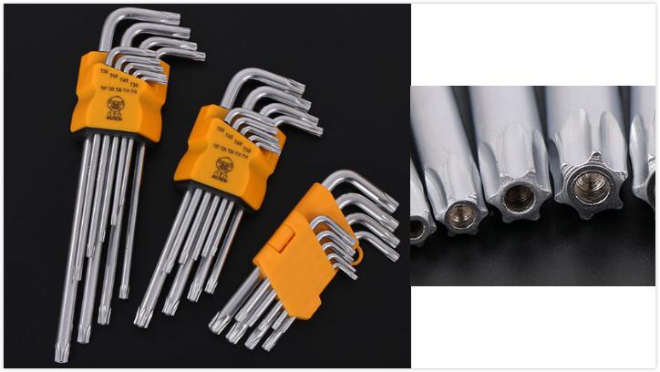 Medium Arm Torx Hex Key Set 9Pcs