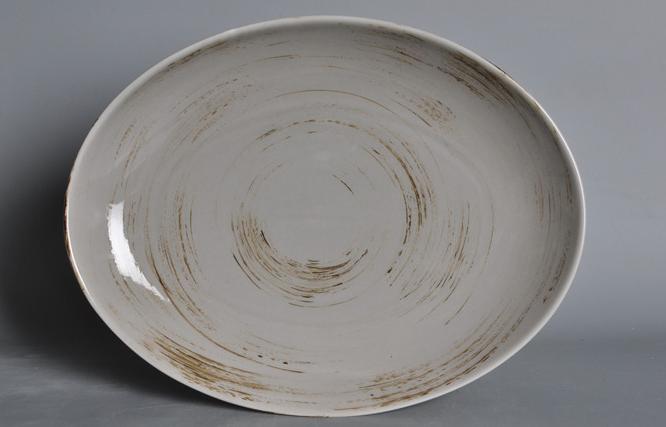 Memory Series Grey Brown Oval Plate 12&quot;