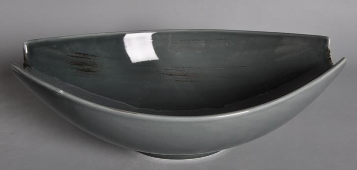 Memory Series Dark Blue Grey Olive-shape Bowl 13.5&quot;