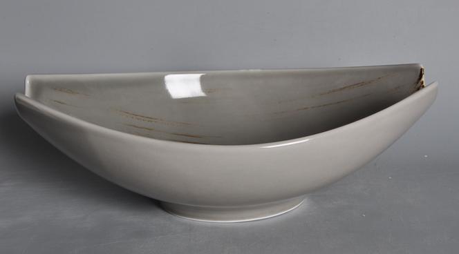 Memory Series Grey Brown Olive-shape Bowl 13.5&quot;