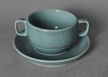 Memory Series Light Blue Soup Bowl With Saucer Set