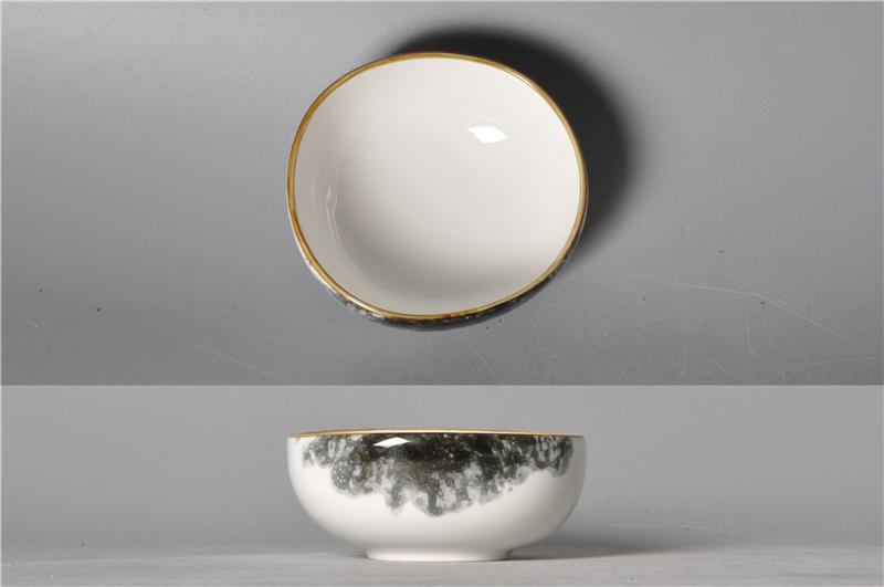 Seabed Series-Round Bowl 4.5&quot; Black Salad Bowl