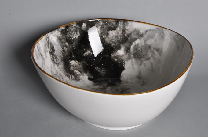Seabed Series-Round Bowl 8&quot; Black Salad Bowl