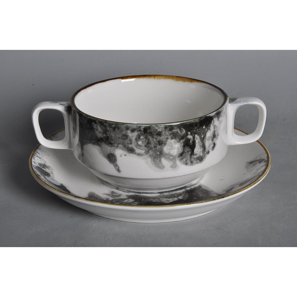 Seabed Series-Soup Bowl and Saucer Set Black