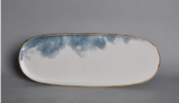 Seabed Series-Abalone Shaped Plate 15.5&quot; Blue