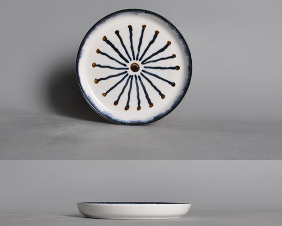 Wave Series Blue Line Round Plate 6.5&quot; Shallow Plate