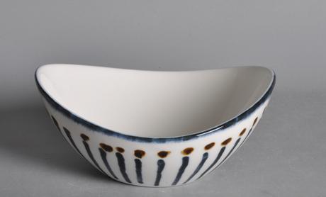 Wave Series Blue Line Boat Shaped Bowl 6&quot;