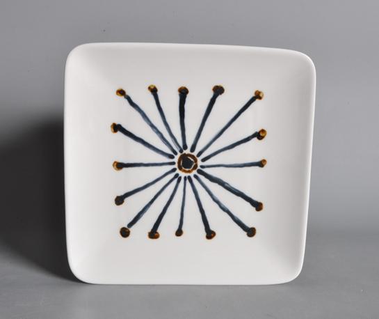 Wave Series Blue Line Square Plate 8&quot;