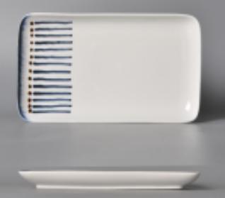 Wave Series Blue Line Rectangle Plate 12.5&quot;