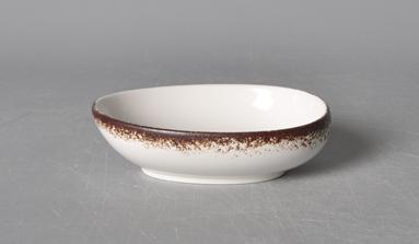 Moss Series Brown Color Rim Egg Shape Dish 5&quot; Oval
