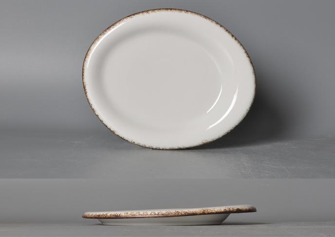 Moss Series Brown Color Rim Plate 11.5&quot; Flat Plate