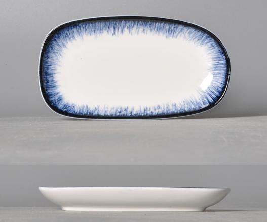 Blue Rim Edge Ray Series Towel Dish 7&quot;