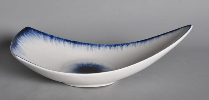 Blue Rim Edge Ray Series oat-shape Plate 12.5&quot;