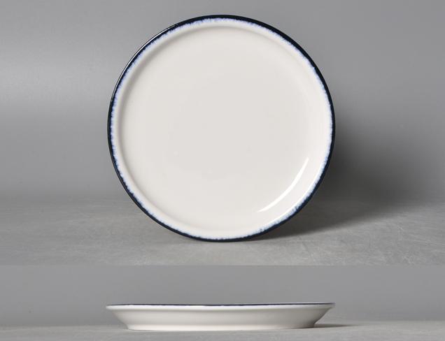 Blue Rim Edge Ray Series Round Plate 7.5&quot;
