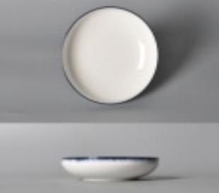 Blue Rim Edge Ray Series Round Deep Plate 7&quot;