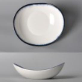 Blue Rim Edge Ray Series Boat-shape Bowl 8&quot;