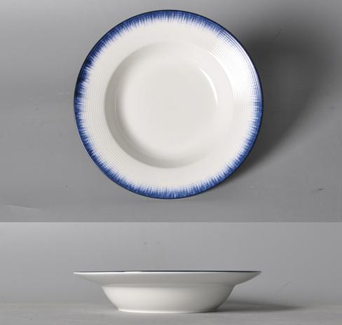 Blue Rim Edge Ray Series 9.25'Pasta Bowl