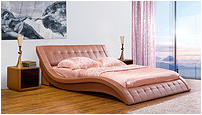 Modern Soft Side Curve PU PVC Linen Bed