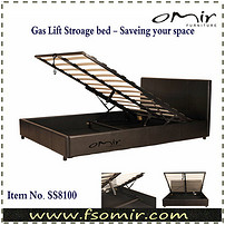 Faux leather gas lift up storage bed