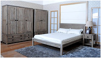 Huayi antique solid oak brushed BRUSH26 bed