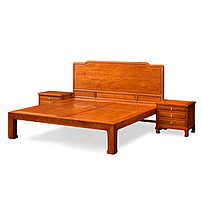 Burmese rosewood 丨 inverted horseshoe legs plain high bed