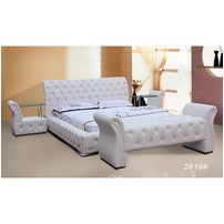 Stylish and simple leather bed