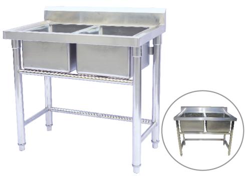 Double Sink Worktable 1000*550*800+150mm