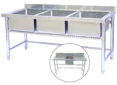 3-Sink Worktable 1350*500*800+150mm