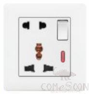 13A 5pole multi-function socket with switch+ indicator light