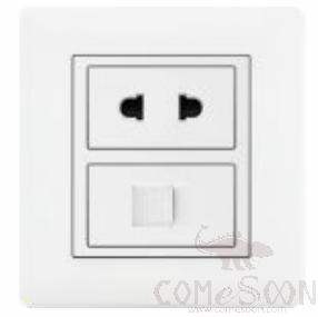 Half 10A 2pole+TEL socket