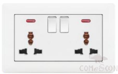 Two-position switch with two-position 13A multi-function socket+ Two USB