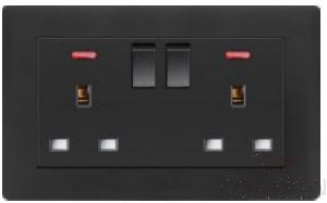 Two-position switch with two-position 13A square socket+ Indicator light