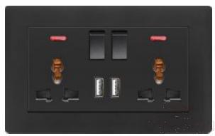 Two-position switch with two-position 13A multi-function socket+ Two USB