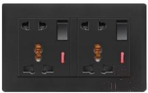 Double 13A 5 pole multi-function socket with switch+ indicator