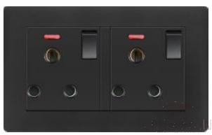 Double 15A rounded socket with 2 gang switch+ Indicator light