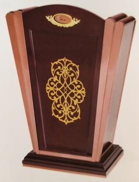 Podium,Steel plated with rose gold + wood,590*430*1170mm