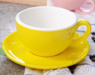 Coffee Cup With Saucer 300CC Set Yellow