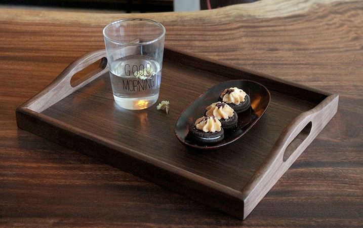 Walnut Wooden Rectangular Service Tray 35CM