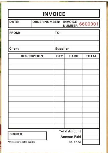 Invoice book for suppliers