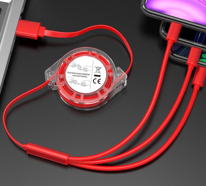 3 in 1 charging cable,1.1m,Red