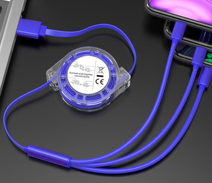 3 in 1 charging cable,1.1m,Purple