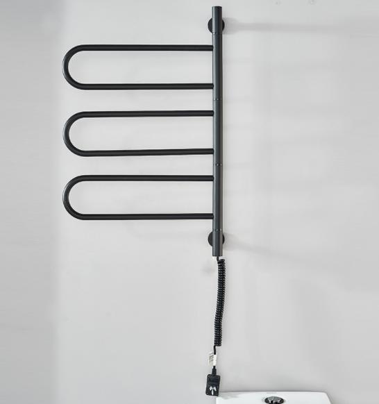 Electric Towel Drying Rack,Black,Rock Plate，600*450*100mm