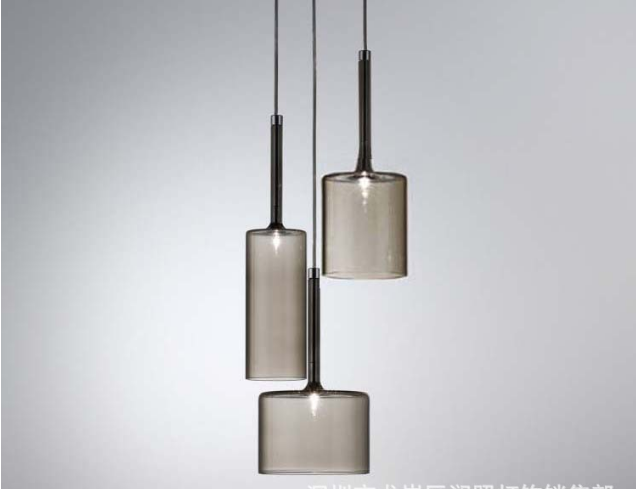 Three smoky gray glass chandelier