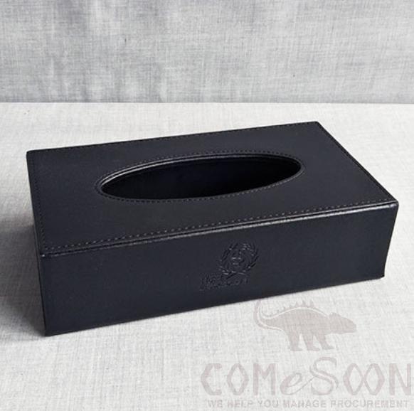 Long-Shaped Tissue Box,Black Pu Leather,240*125*65mm