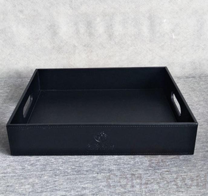 Shoe Tray,Black Pu Leather,400*300*80mm