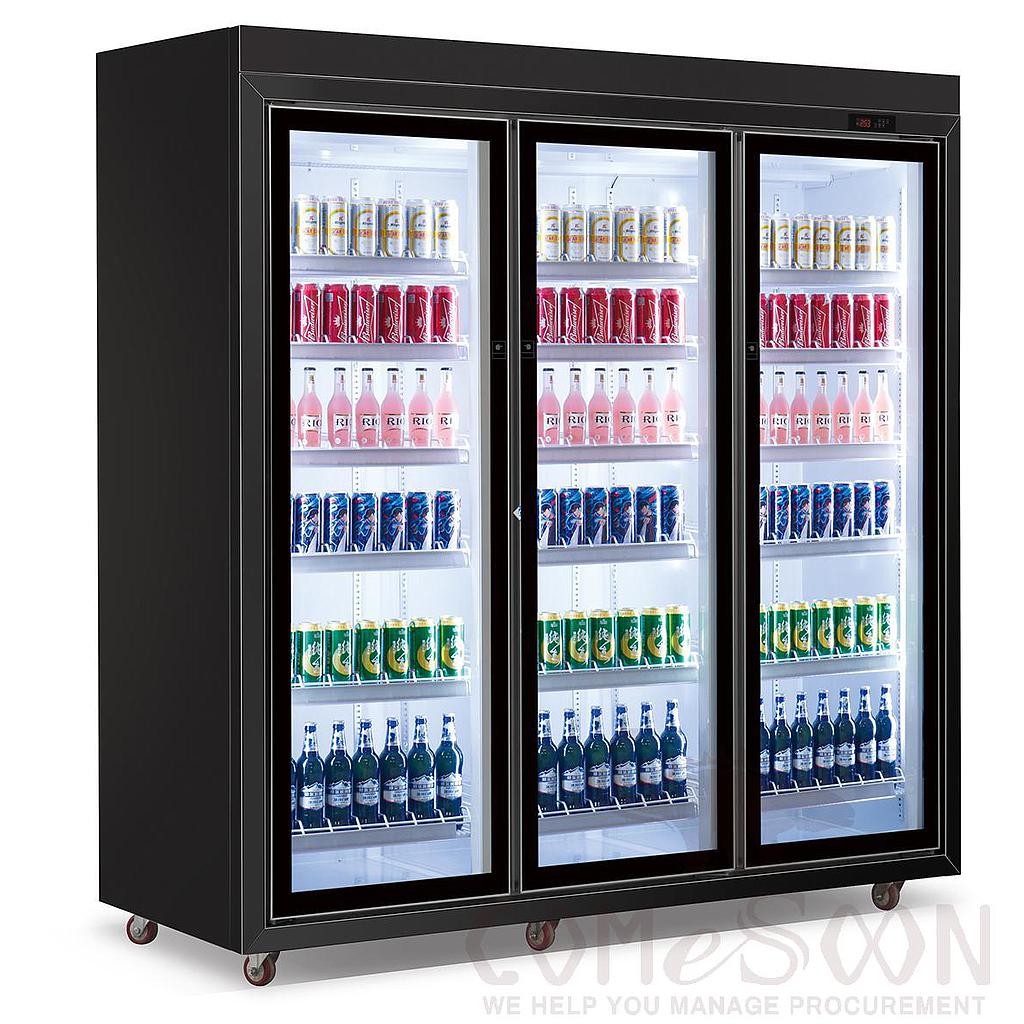 Three-Door Display Cabinet (Black Inner Handle, Black Titanium Frame, Black Box) 2020*800*2100mm
